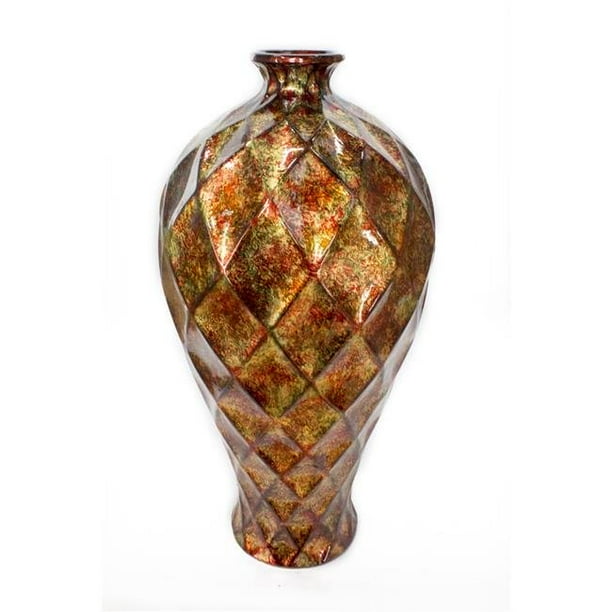 Foiled Lacquered Ceramic Urn Vase Brown Modern Contemporary Foiled Lacquered Ceramic Urn Vase Brown Modern Contemporary
